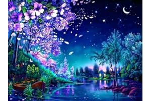 ETERKOSU Moonlight Scenery Diamond Art Painting Kits for Adults Beginners - 5D Full Drill Round Diamond Art Kits Diamond Dots Paintings with Diamonds Flowers Picture Gem Art Rhinestones Crafts Home Decor