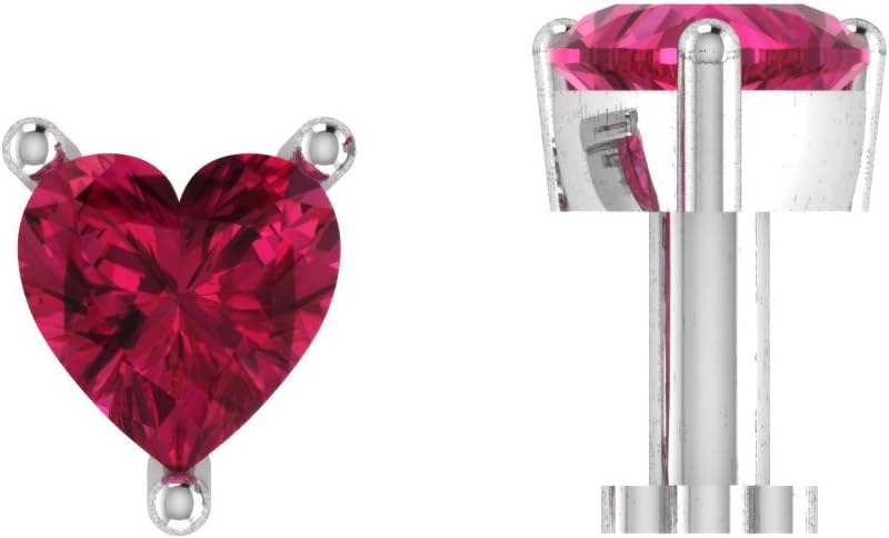 Silvercartvila 1/4 Cttw Garnet 925 Silver Nose Pin Heart Shape Bone Stud Body Piercing Jewelry for Women