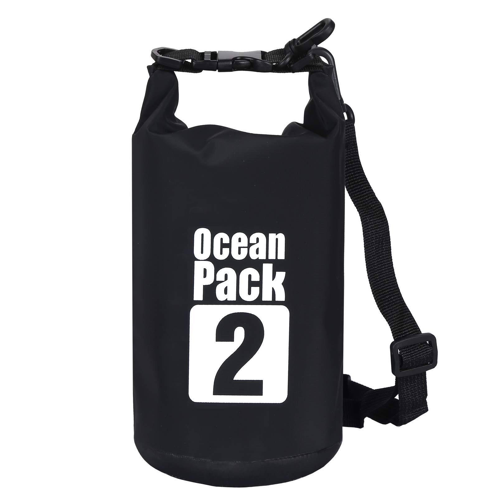 2L with Strap Black 500D Tarpaulin Heavy-Duty PVC Water Proof Dry Bag Sack for Kayaking/Boating/Canoeing/Fishing/Rafting/Swimming/Camping/Snowboarding