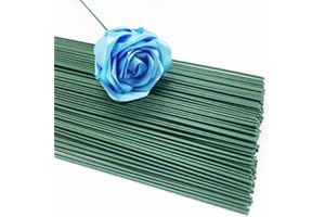 PYRISUU 100 Pieces 2 Gauge Green Floral Stems Wire 2 mm Diameter 8 inch/20 cm Artificial Flower Stems Rods for Paper Flower Arrangements Bouquet Florist Stub Wire Crafts DIY Wreath Making Supplies
