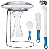 Wine Decanter Drying Stand with Rubber Coated Top to Prevent Scratches, Wine-Decanter Drying Rack for Standard Large Wine Decanters, Decanter Cleaner Includes Cleaning Brush & Decanter Cleaning Beads