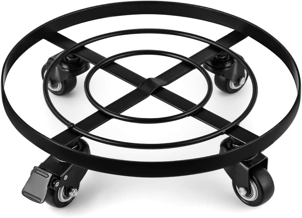2 Pack 14" Metal Plant Caddy Heavy Duty Iron Potted Plant Stand With Wheels Round Flower Pot Rack on Rollers Dolly Holder on Wheels Indoor Outdoor Planter Trolley Casters Rolling Tray Coaster