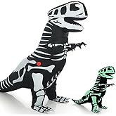 Mepase Inflatable Dinosaur Costume for Adults, Halloween Blow up Skeleton Tyrannosaurus Outfit Glow in Dark Dinosaur Cosplay with Air Pump for Party Funny Dress up