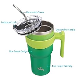 Konokyo 30 oz Tumbler with Handle and 2 Straw 2