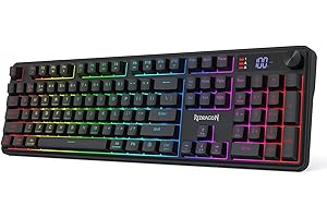Redragon K526 PRO RGB Wireless Membrane Gaming Keyboard, 104 Keys Mechanical-Feel Keyboard w/LED Info Display, Media/Backlit 