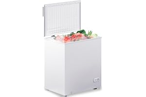 Muhub 7.0 Cubic Feet Chest Freezer, White Deep Freezer with Removable Baskets, Adjustable Temperature