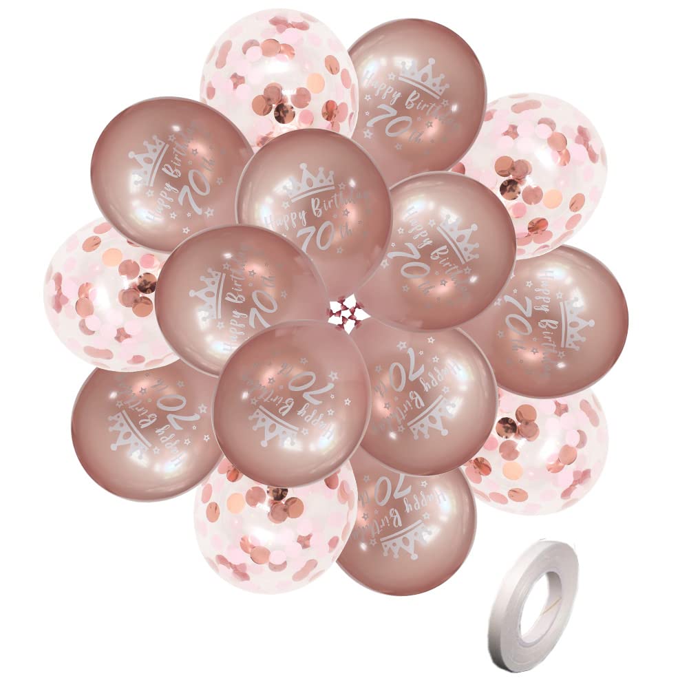 Rose Gold 70th Birthday Balloons Women Happy 70th Birthday Party Deocoration Ballloons 12 Inch 20 Pack