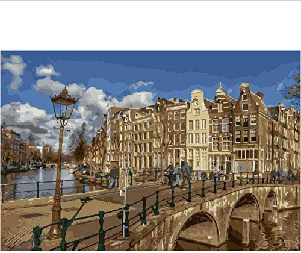 Wooden Puzzle Classic Jigsaw Puzzles 1500 Pieces Adults Amsterdam Holland Town Europe Landscape Diy Collectibles Modern Home Decor Unique Gift-87X58Cm