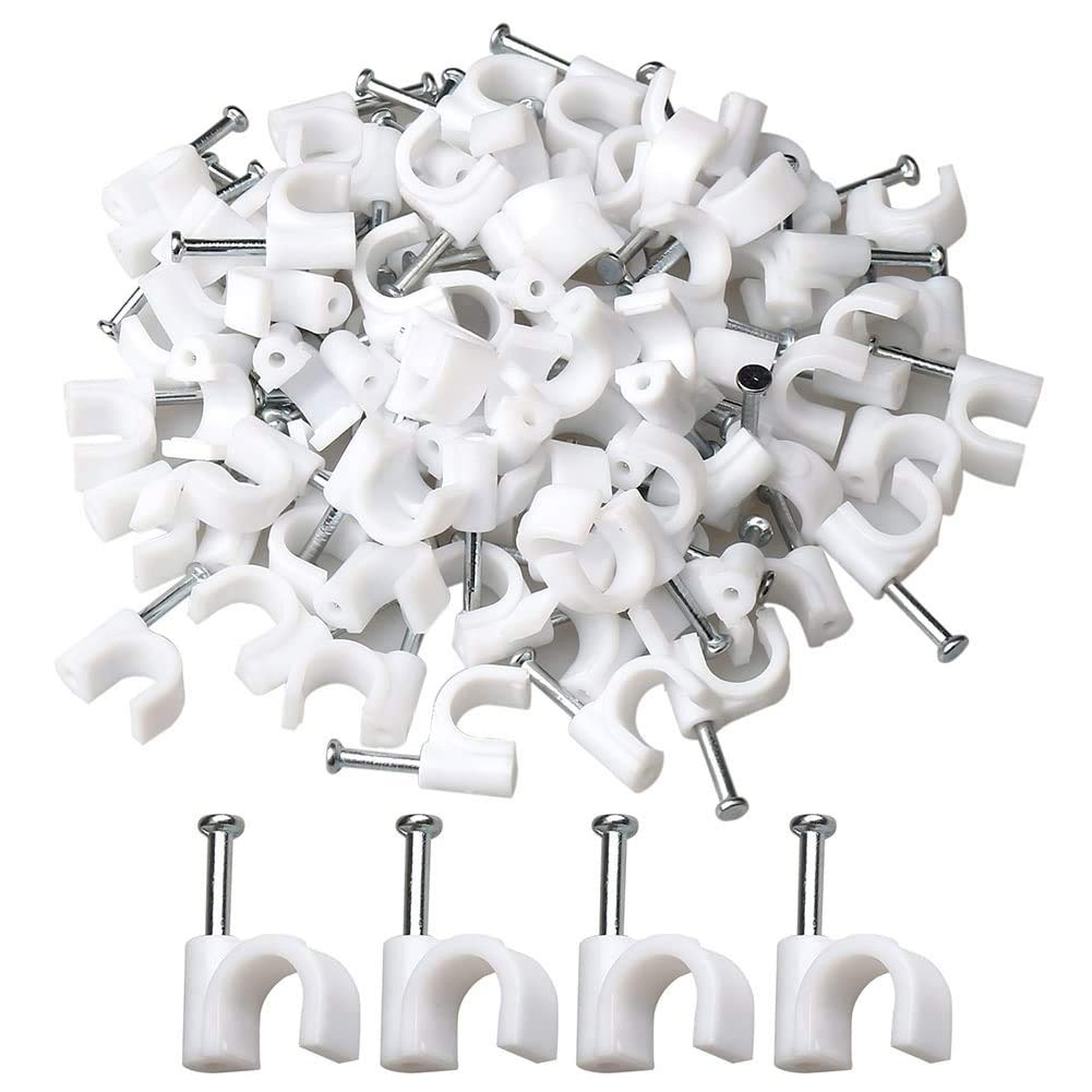 200 Pcs White Plastic Cable Clips, Cable Nail Clips Electrical Cable Wall Clips for Wire Ethernet Cable, Telephone Cable, TV Wire (10mm)
