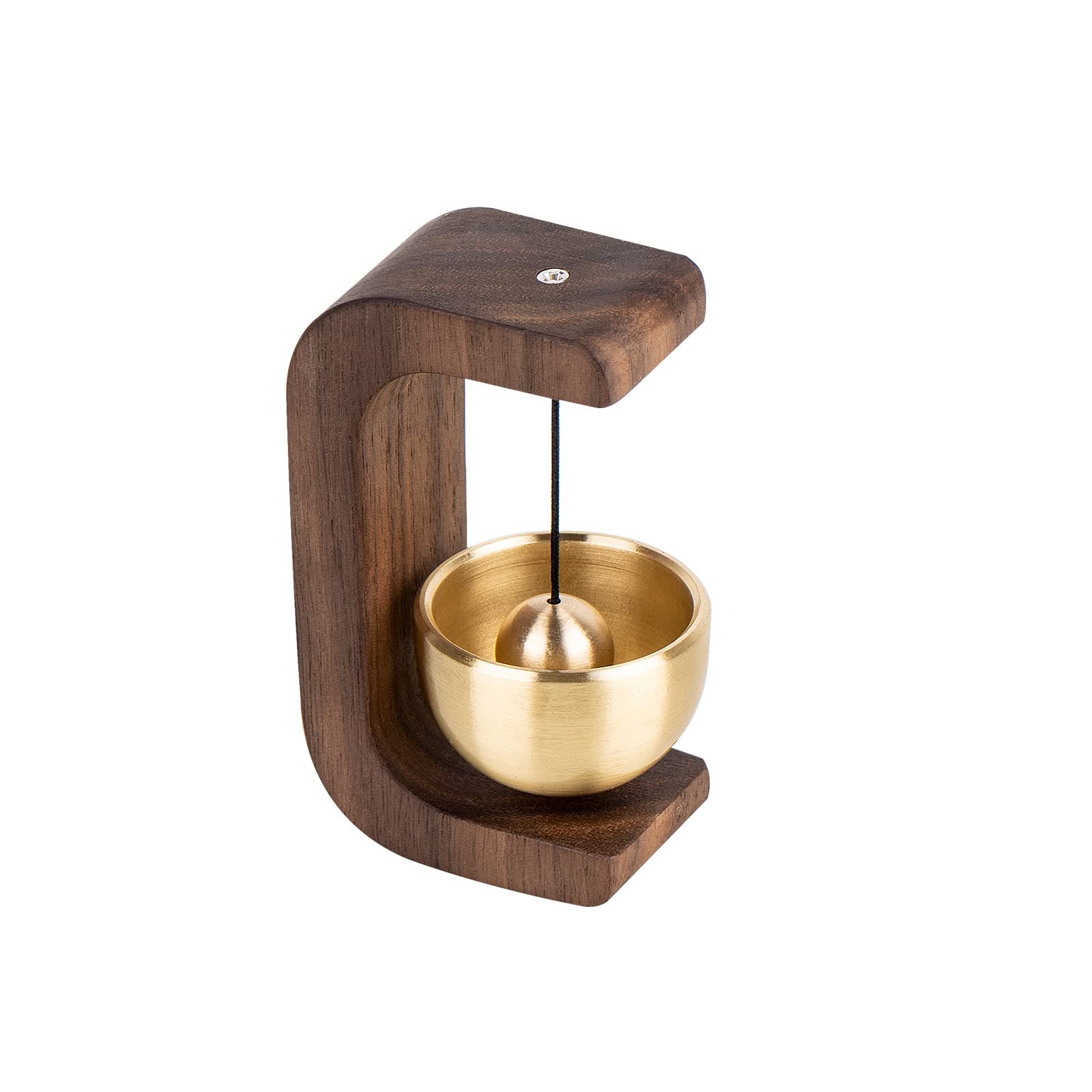 Musiin Golden Decorative Shopkeepers Bell for Door Opening - Magnetic Walnut Wood Doorbell with Brass Bell, Ideal Entrance Hanging Chime for Wall, Store, Wardrobe, Fridge and Shop Decoration