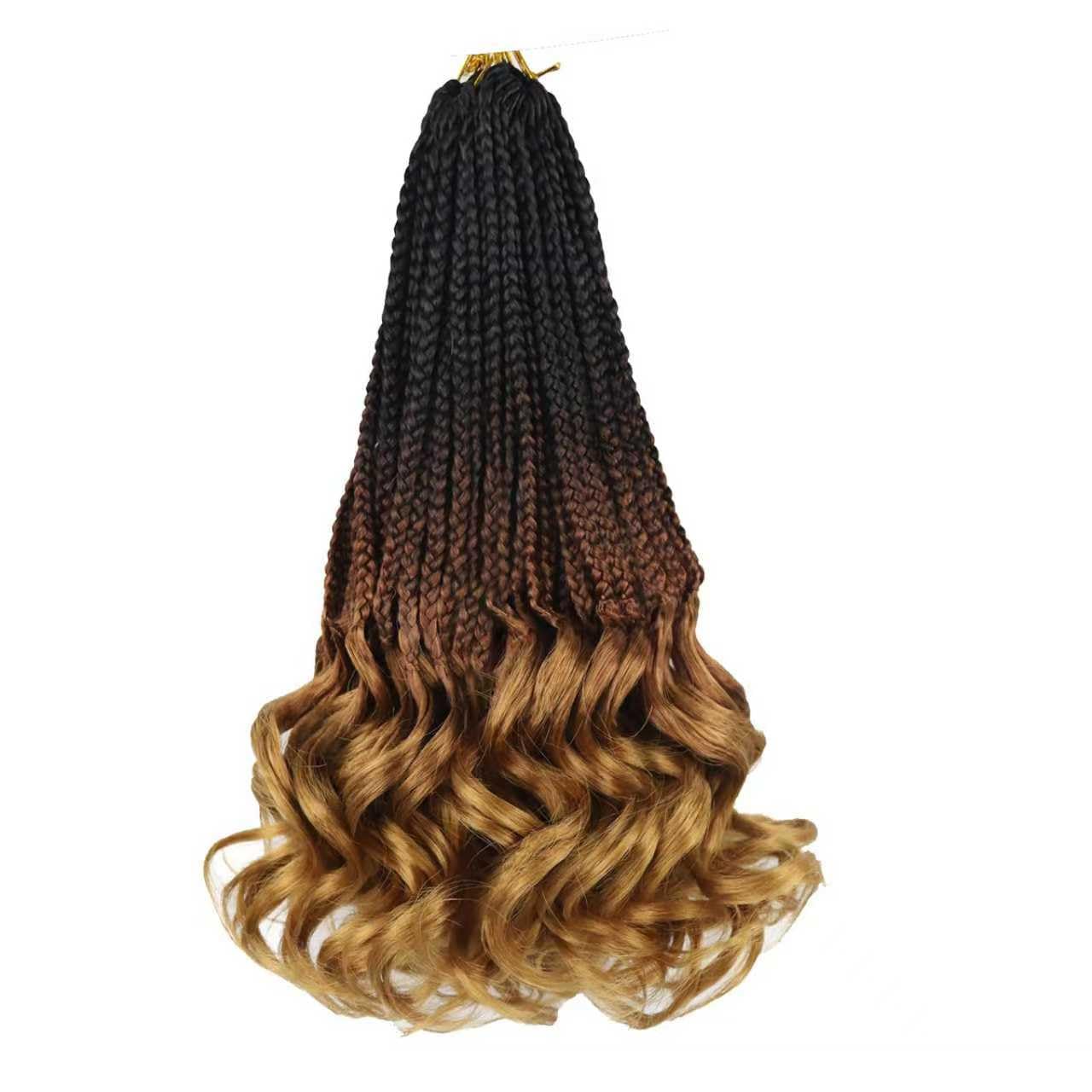 Photo 1 of 3 Tone French Curl Crochet Braids 12 Inch 7 Packs Pre Looped Goddess box Braids Crochet Hair with Curly Ends for Black Women Pre Braied French Curls Braiding Hair (1B/30/27)
