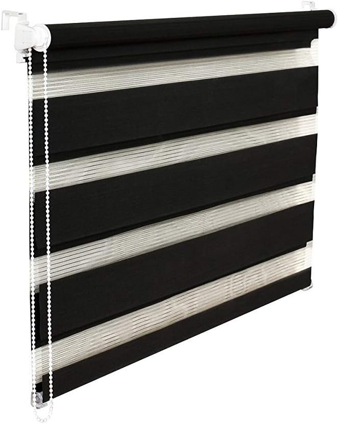 beytug Quality Black Zebra/Vision Window Roller Blind, Choice of 16 Width Sizes, 120cm Wide (+4.5cm fittings)
