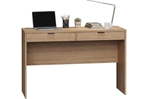 Prepac 46" Writing Desk – Computer Desk with 2 Drawers, Light Oak Office Desk for Home Office or Bedroom