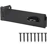 HILLMASTER Heavy Duty Door Hasp Latch 7-3/4" Extra Thick Steel Safety Gate Door Lock Padlock Clasp Hasp Lock Latch for Fence Gate Barn Door Shed Closet Cabinet, Black Finish