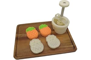 Moon Cake Mold Set 2pcs 125g Cookie Stamps Pineapple Shape, Thickness Adjustable Mid Autumn Festival DIY Hand Press Cookie De