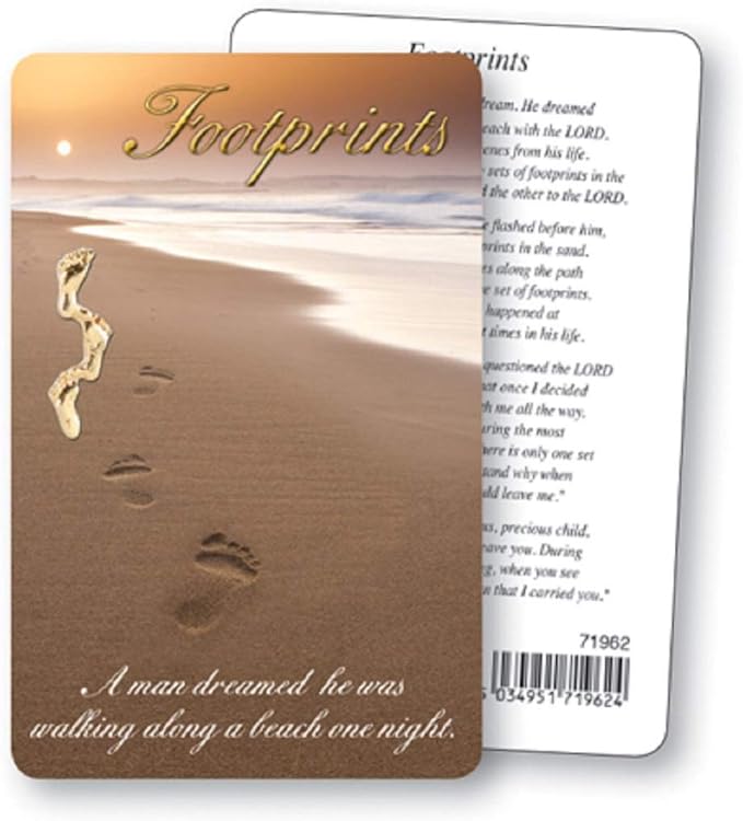 rosarybeads4u CREDIT CARD size FOOTPRINTS IN THE SAND Prayer Verse Card