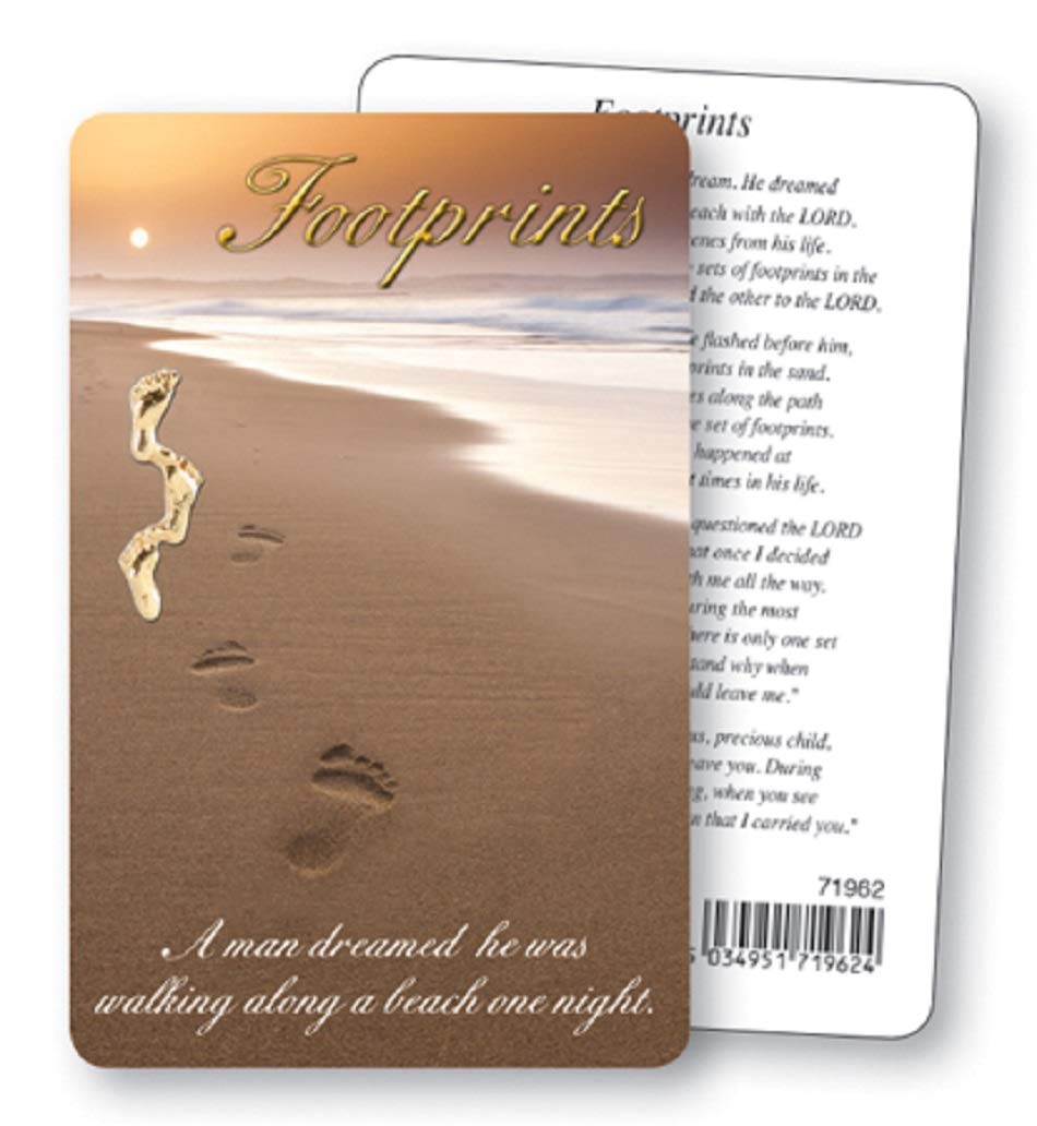 CREDIT CARD size FOOTPRINTS IN THE SAND Prayer Verse Card by rosarybeads4u