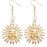 Gold Sun Earrings for Women Unique Spiral Sun Drop Dangle Earrings Bohemian Crystal Sunflower Hoop Earrings Huggie Hoop Earrings Christmas Birthday Party Jewelry