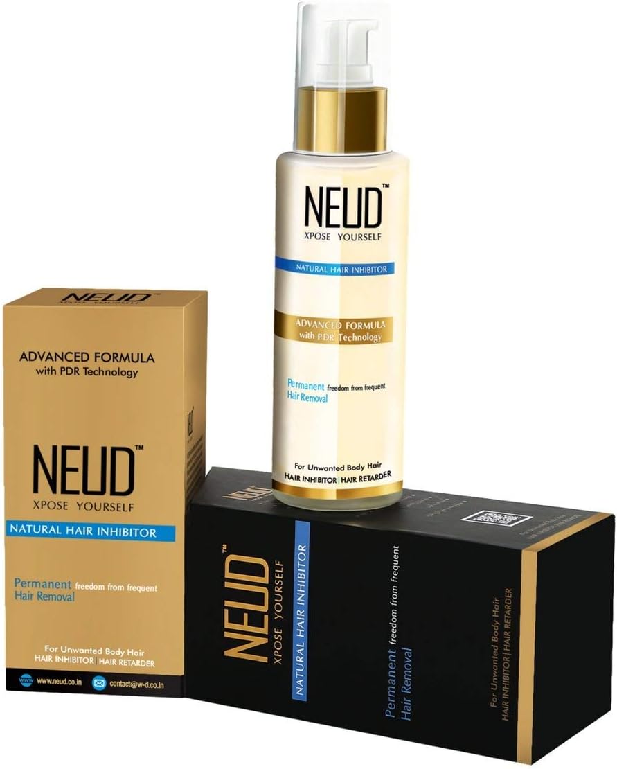 NEUD Natural Hair Inhibitor for Permanent Reduction of Unwanted Body & Facial Hair in Men & Women - Pack of 1
