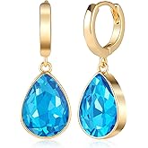 Crystals Teardrop Dangle Drop Earrings, 18K Gold Plated Hoop Earrings Zirconia Jewelry for Women Gifts