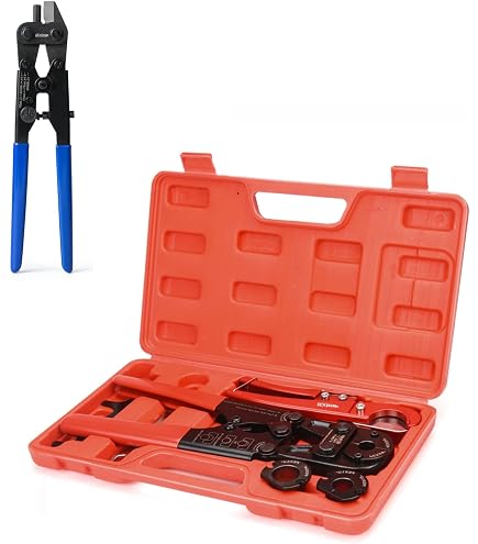 PEX Crimping Tool Kit: 3/8\" , 1/2\" , 5/8\" , 3/4\" And 1\" With Pipe Cutter In Case Bulk Order