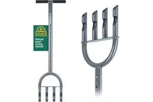 HERMSCHE Lawn Aerator Coring Tool Manual Plug Core Aerators Lawn Aeration with Slope Top 4 Half-Open Slot Hollow Heavy Duty Plug Core Aerator Lawn Tool for Soils Yard Garden Grey
