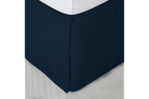 SONIVE Premium Bed Skirt Solid with Pleated Dust Ruffle 15-Inch Drop Easy to Put in Shrink Free and Fade Resistant (Navy Blue, Twin)
