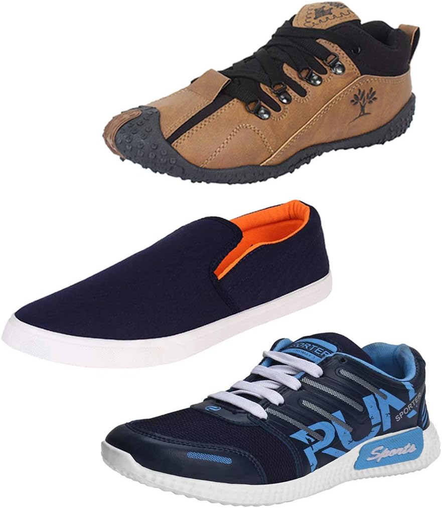 Men Canvas Multicolor Combo Pack of 3 and Elegant Casual & Party Wear Running Shoes