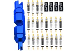 Aracey 20 Pieces Presta Valve Core 4 Pieces Alloy Presta Valve Caps with Valve Core Remover Tool