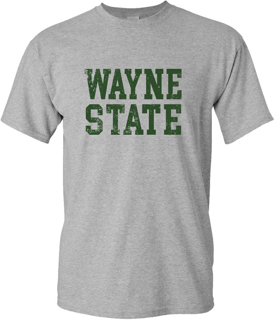 CreateMyTee Wayne State Text Distressed TShirt Clothing