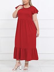Moon Wood Women's 2025 Plus Size Casual Dress Crew