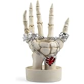 Halloween Decorations Indoor Skeleton Hand Ring Holder Tealight Candle Holder for Gothic Table Decor Jewelry and Earring Organizer White