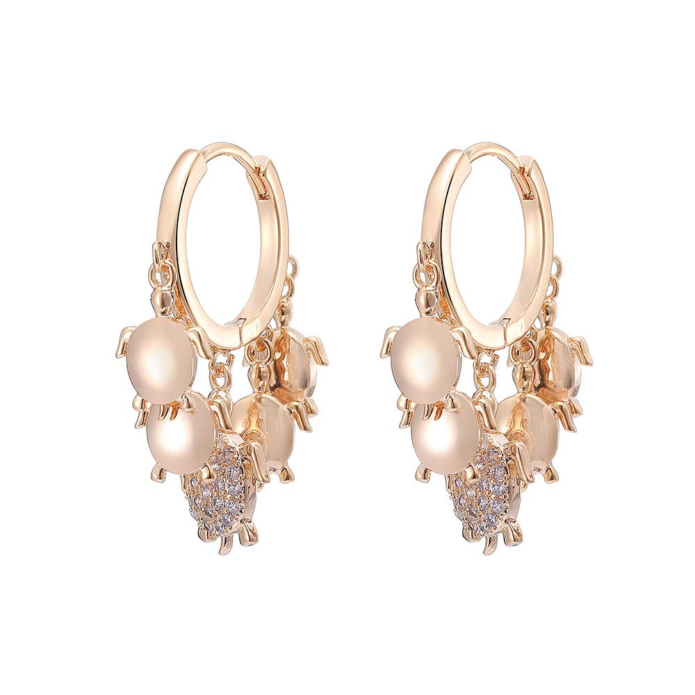 New Animal Series Earrings Cute Turtle Pendant with Sparkling CZ Crystal Hoop Earrings Hypoallergenic Women Earrings Fashion Jewelry for Girls Birthday Gifts