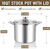 HaWare 10L Tri-Ply Stainless Steel Stock Pot with Glass Lid 25.5cm view 2