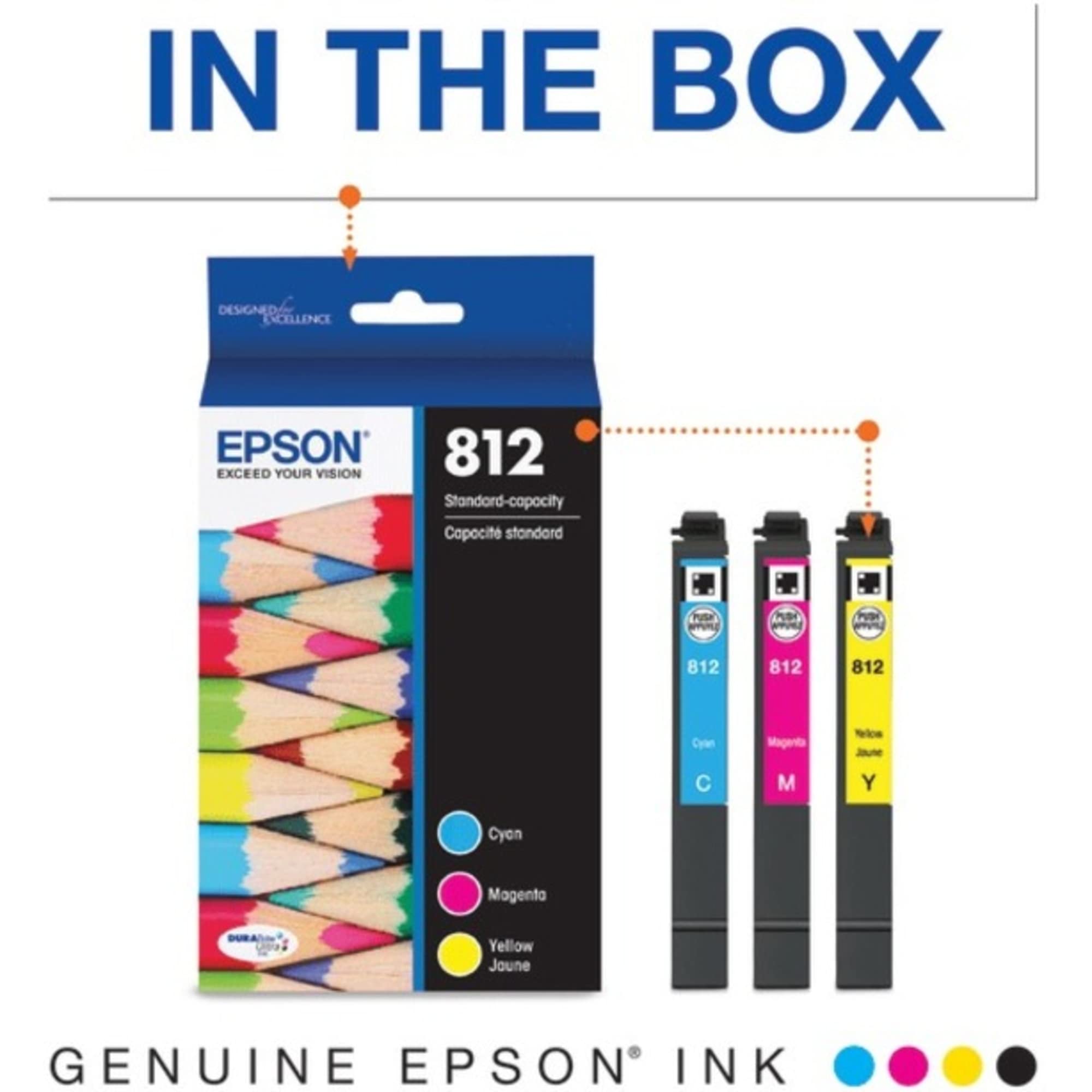 EPSON 812 DURABrite Ultra Ink Standard Capacity Color Combo Pack (T812520-S) Works with WorkForce Pro WF-7310, WF-7820, WF-7840, WorkForce EC-C7000