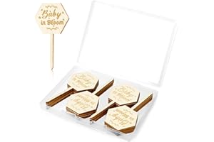 HQIOA 20 Pcs Baby in Bloom Baby Shower Decorations Wooden Baby in Bloom Sign Succulent Decorations Baby in Bloom Succulent Tags Hexagon Wooden Plant Tags for Baby Shower Party Favors Gifts Plant Markers