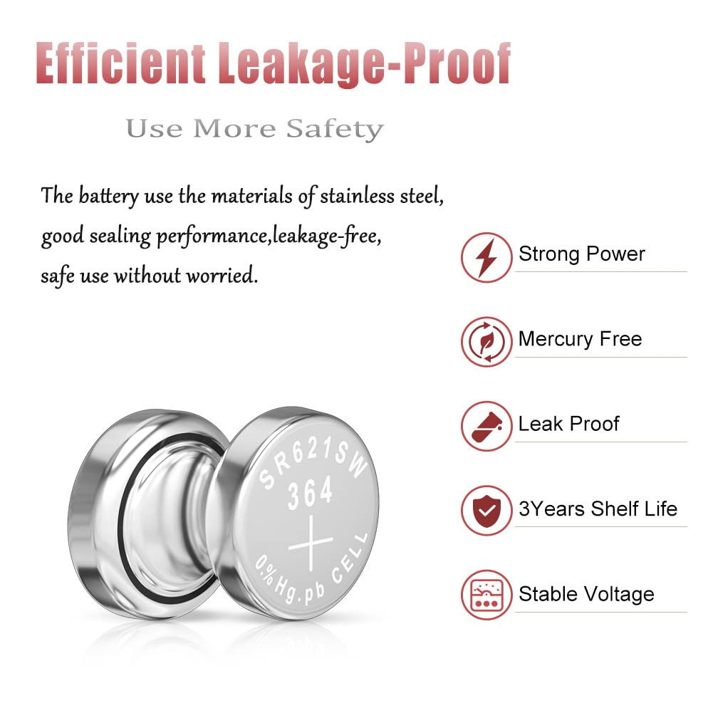SR621sw Battery 364 621 for Watch Battery 1.5V Button Pack of 20【3-Year Warranty】