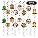 FRIDAY NIGHT 30 PCS Christmas Swirls Garland Foil Hanging Ceiling Decoration for Winter Wonderland Holiday Party Supplies with Christmas Deer & Santa Claus & Tree & Gift & bell