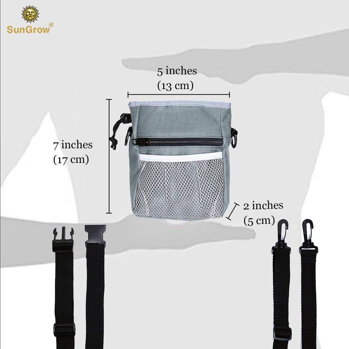 Dog Treat Pouch --- Pet Snacks, Toys and Training Tools Carrier - With Built-In Poop Bag Dispenser - Stylish, Multi-wear, Multipurpose - Weather-Resistant Nylon Fabric Material