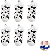 jlzlylkl 6 Pairs Cow Print Cotton Socks for Women-Black White Animal Short Casual Ankle Socks for Love Cows Cowgirl Knit Sock