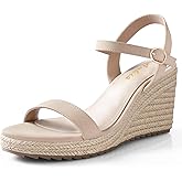 Ankis Platform Wedge Sandals for Women, Black Brown White Nude Espadrille Womens Wedge Sandals Comfortable Open Toe Ankle Strap High Heel Wedges for Women Dressy Summer -3.4Inch