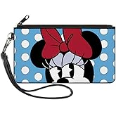 Wallet Canvas Zip Clutch Minnie Style Face Close Up Dots Blue White