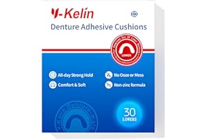 Y-Kelin Lower Denture Adhesive Cushions, Adhesive-Free Denture Pads for Sore Gums, 30 Strips