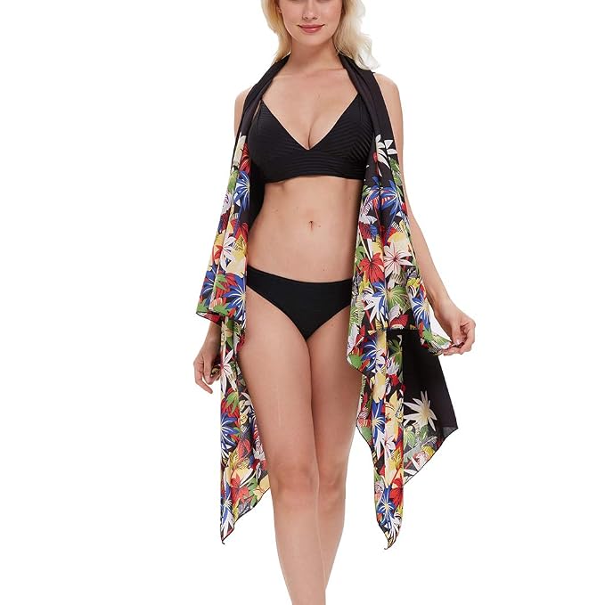 Bther Womens Colorful Open Front Beach Kimono Cover Ups Summer Bikini Beach Swimwear