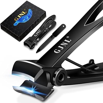 GJNL Nail Clippers for Men Thick Nails 16mm Wide Jaw Toenail Cutter