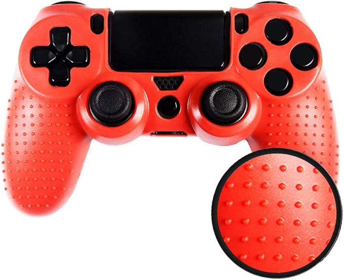Funda carcasa rojo negro silicona para mando sony ps4 Carcasas