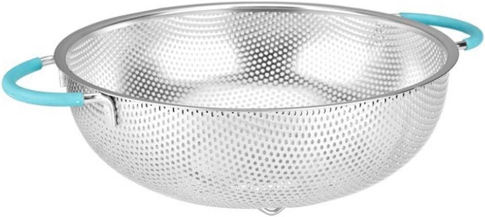 Kitchen Kraze Stainless Steel Colander with Silicone Handles – Premium 5 Quart Large Micro-Perforated Strainer for Fruits, Vegetables, Pastas – Dishwasher Safe!