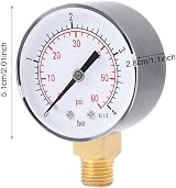 Hilitand Pressure Gauge 0-60psi 0-4bar 1/4" NPT Bottom Mount Metal Case view 4