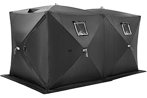VEVOR Pop-Up Ice Fishing Tent – Portable Hub-Style Shelter with Insulated & Non-Insulated Options, Multiple Sizes for 1 to 8 
