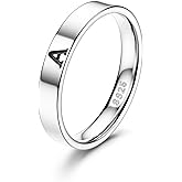 Florideco 925 Sterling Silver Initial Rings for Women Non Tarnish Dainty Stackable Letter Ring Simple Alphabet Thumb Knuckle Rings Trendy Statement Promise Wedding Bands Engagement Rings for Women